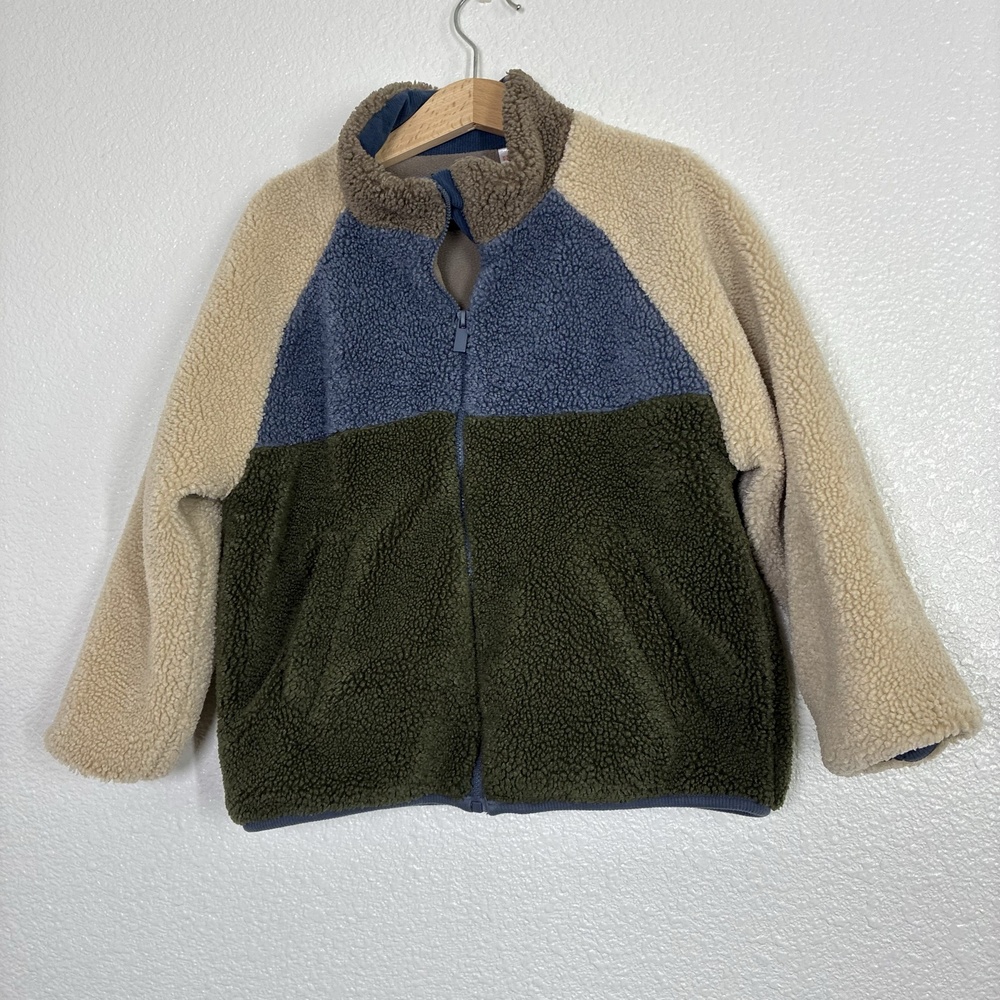 Zara Jacket Kids 5-6 Years Multicolor Sherpa Fleece Colorblock Zip Winter